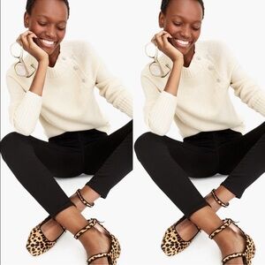 J. Crew Jeweled Lambswool blend Sweater Cream